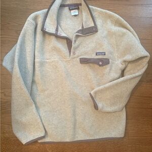 Patagonia heathered ivory beige synchilla snap Fleece Jacket